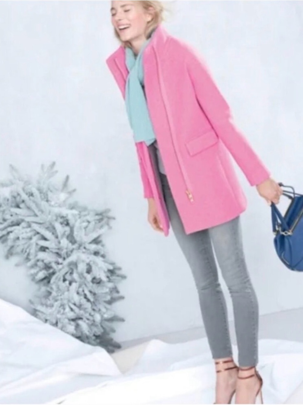 JCrew Stadium Cloth Cocoon Coat 14 Tall - Heather Peony